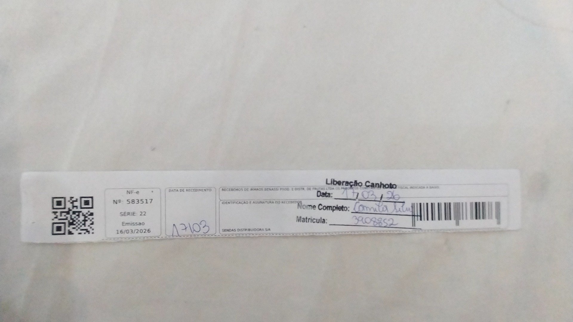Canhoto 143036493