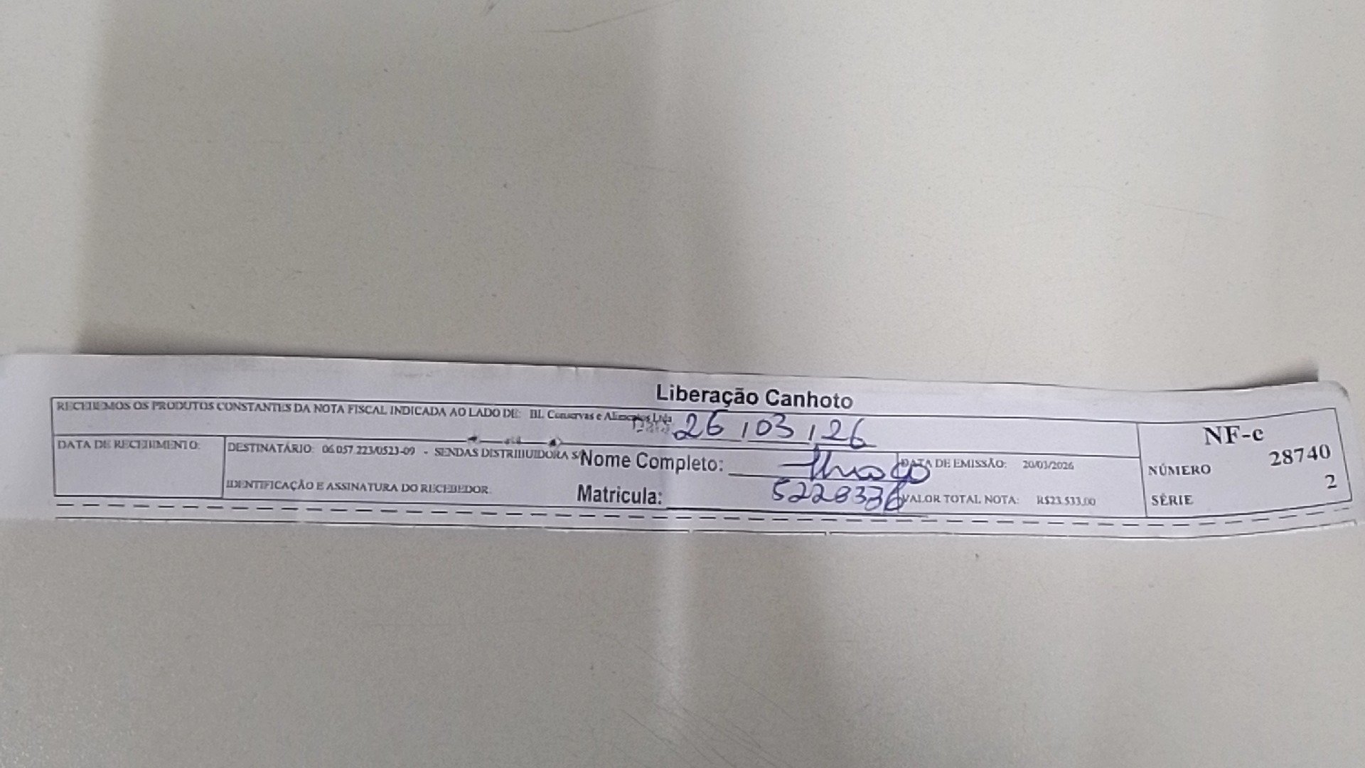 Canhoto 144012893