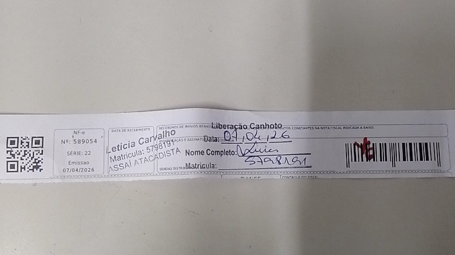 Canhoto 146617193