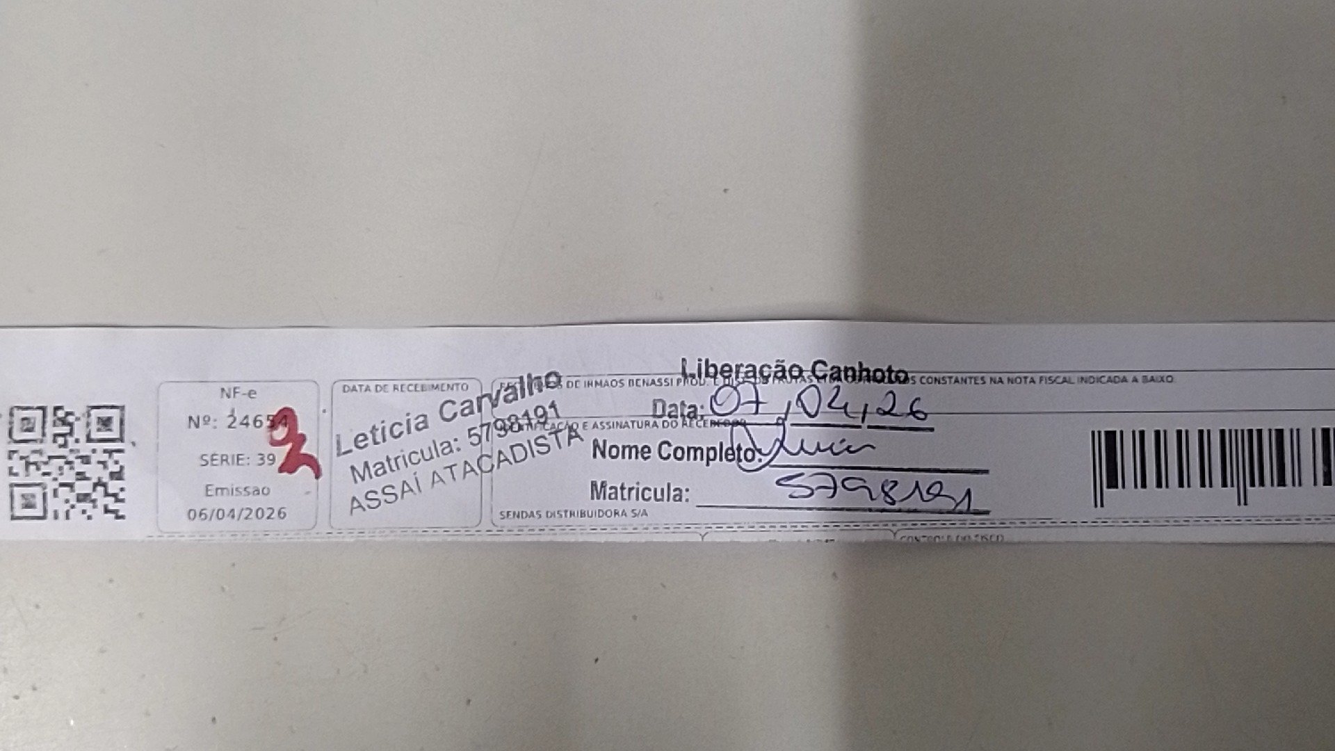 Canhoto 146616893