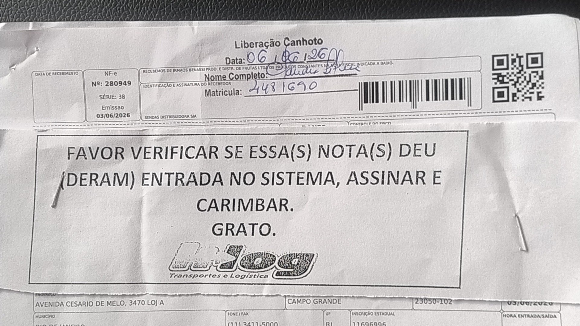 Canhoto 156909293