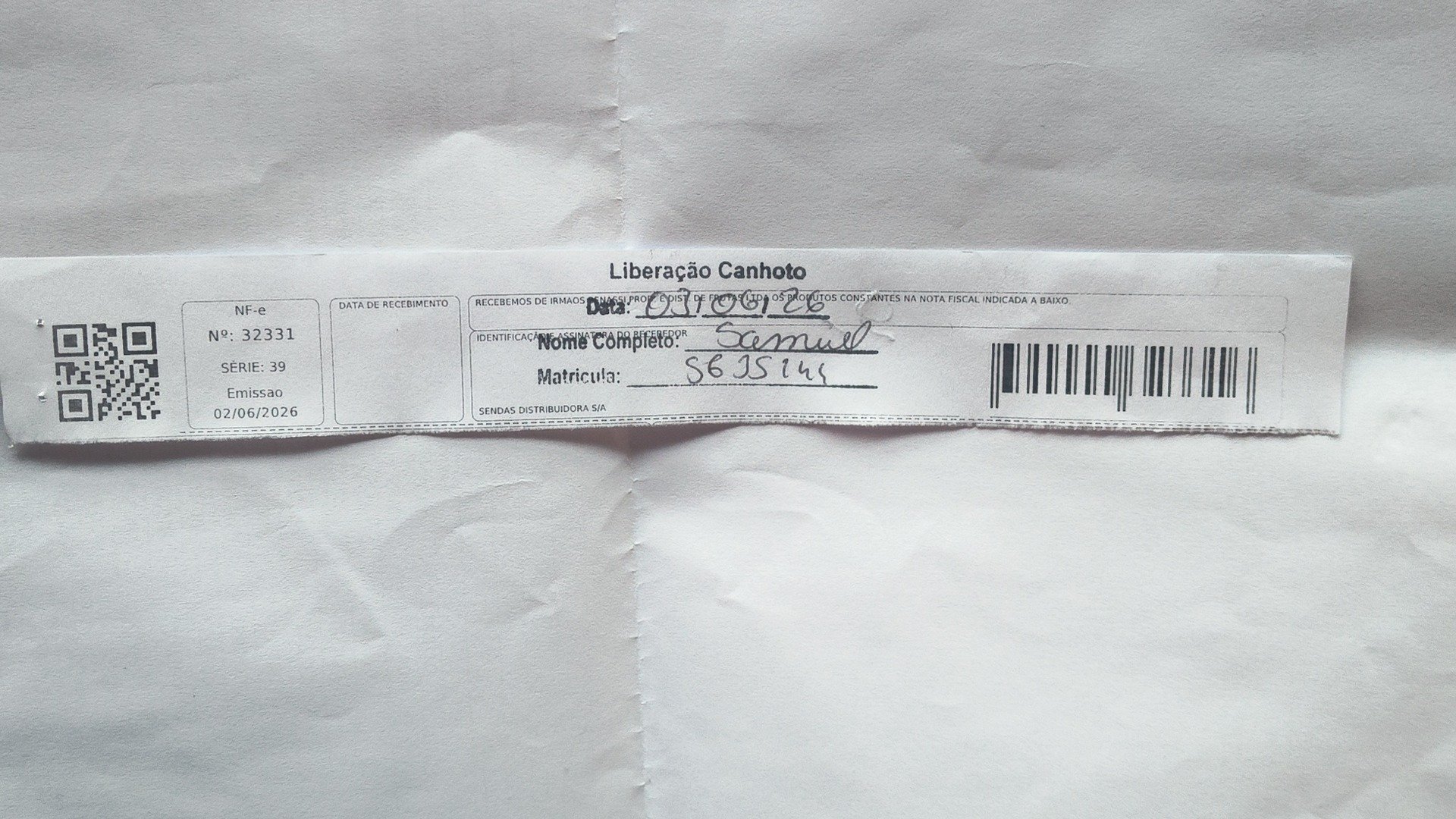 Canhoto 156424493