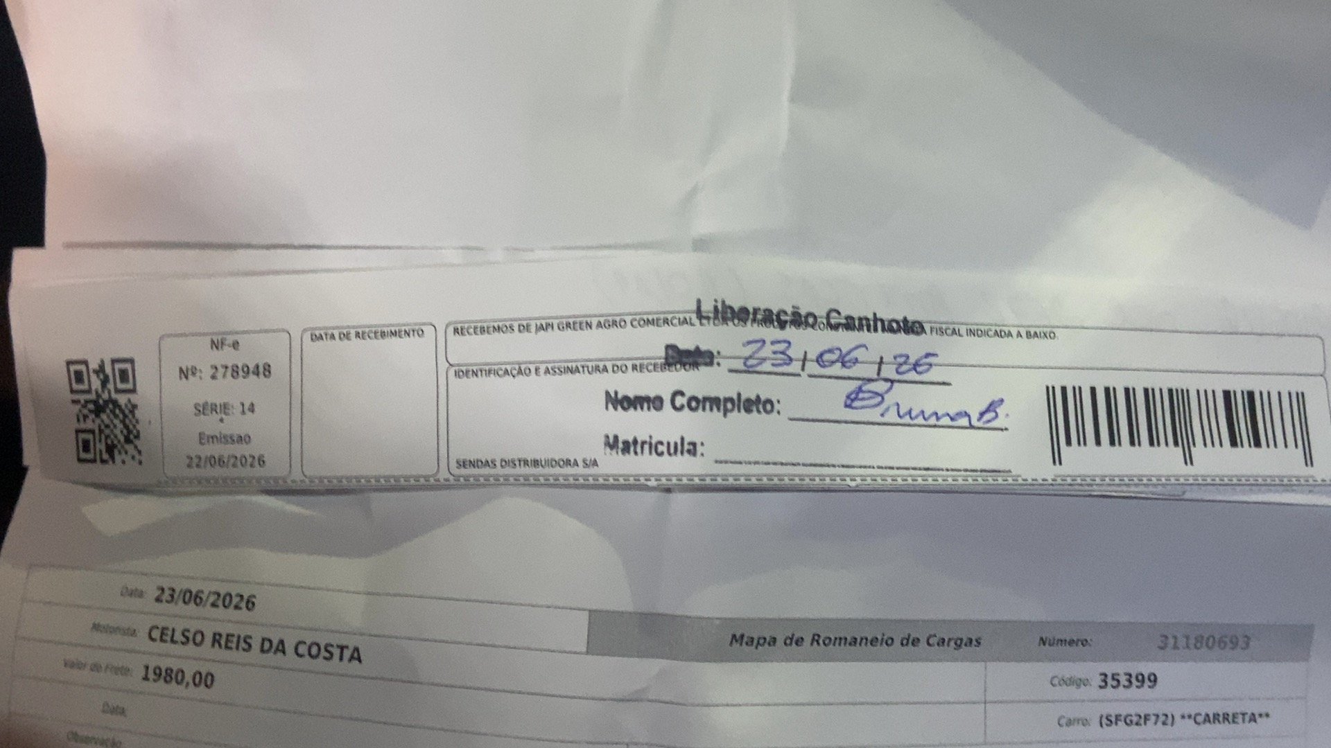 Canhoto 160003893