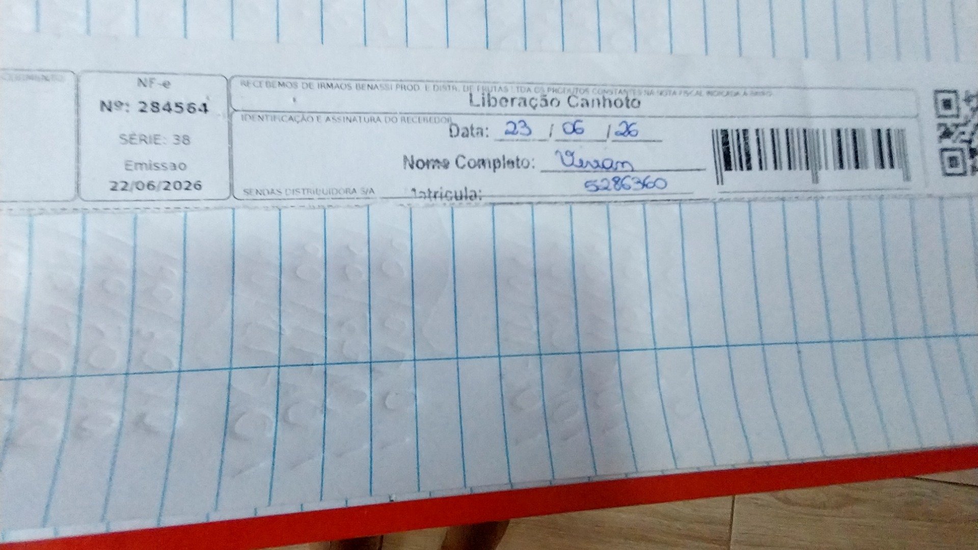 Canhoto 160017693