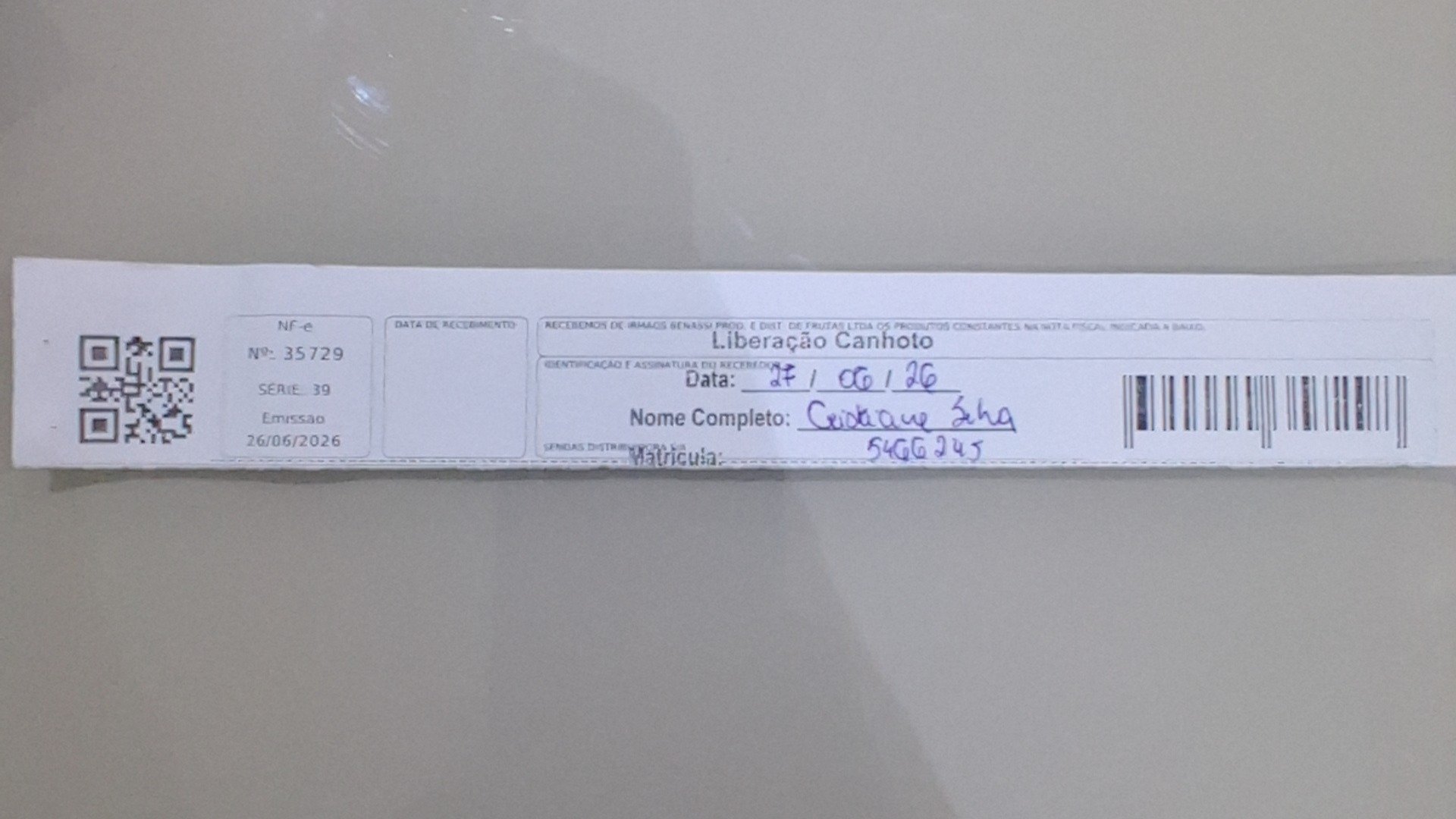 Canhoto 160839393