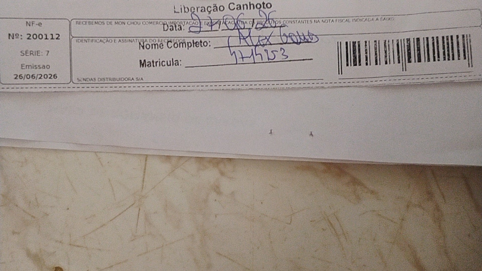Canhoto 160846193