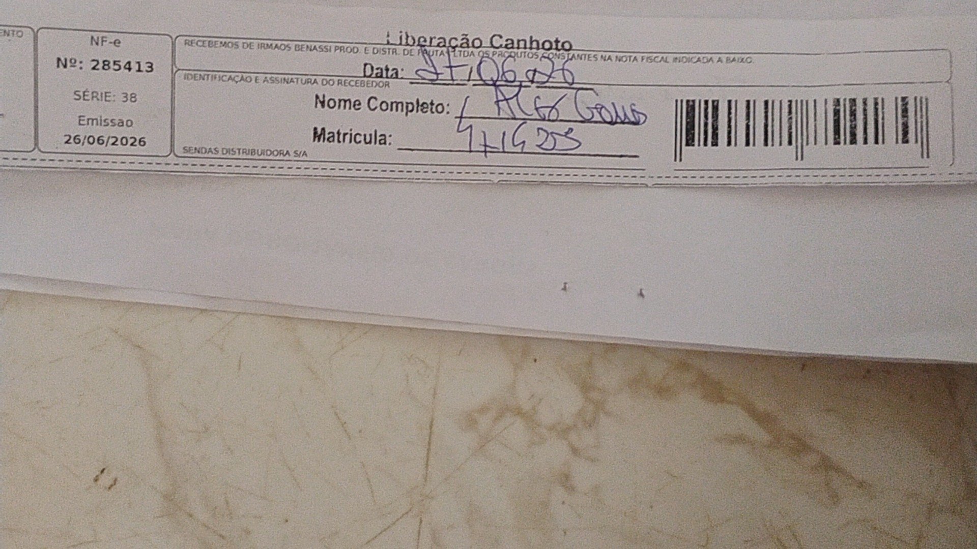 Canhoto 160846293