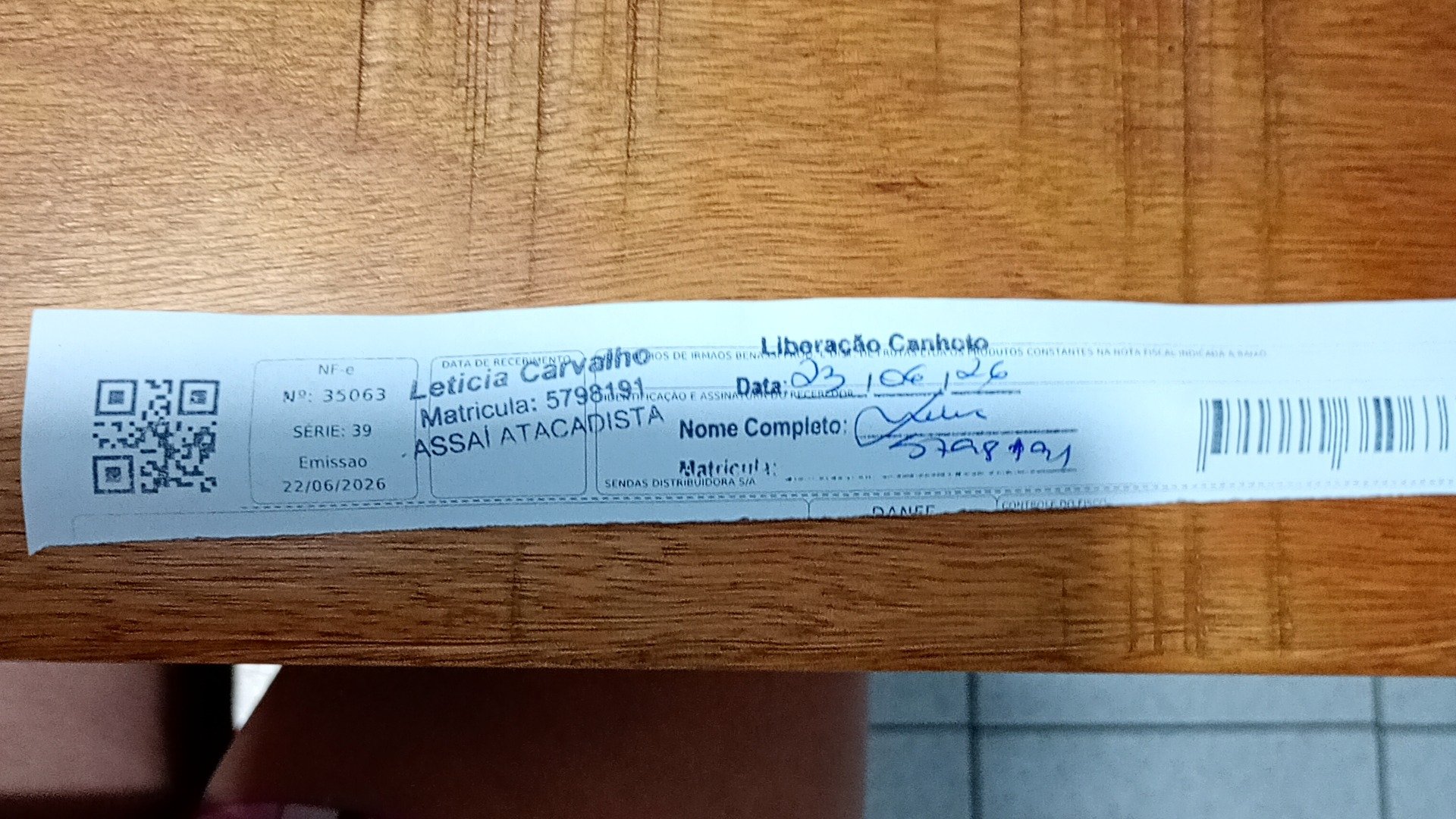 Canhoto 160018893