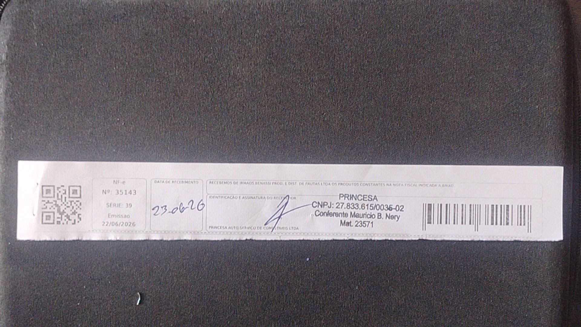 Canhoto 160013593