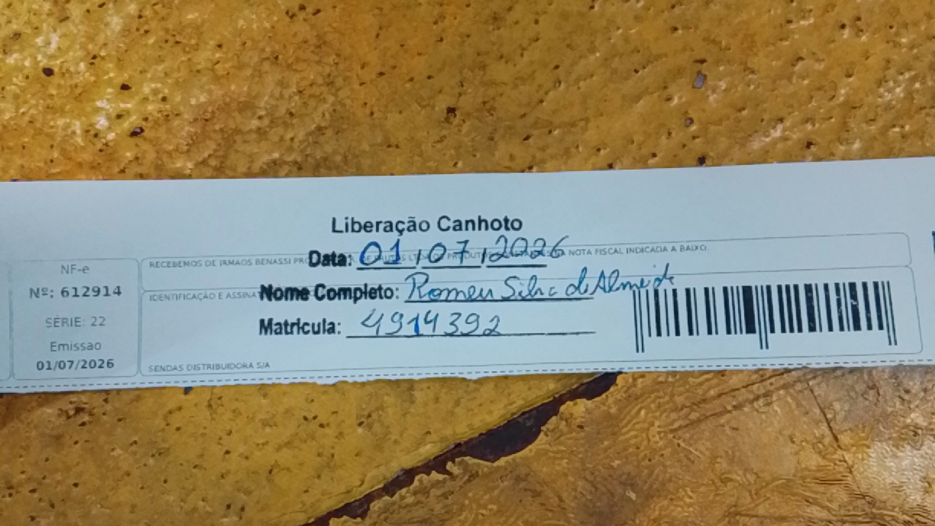 Canhoto 161531893