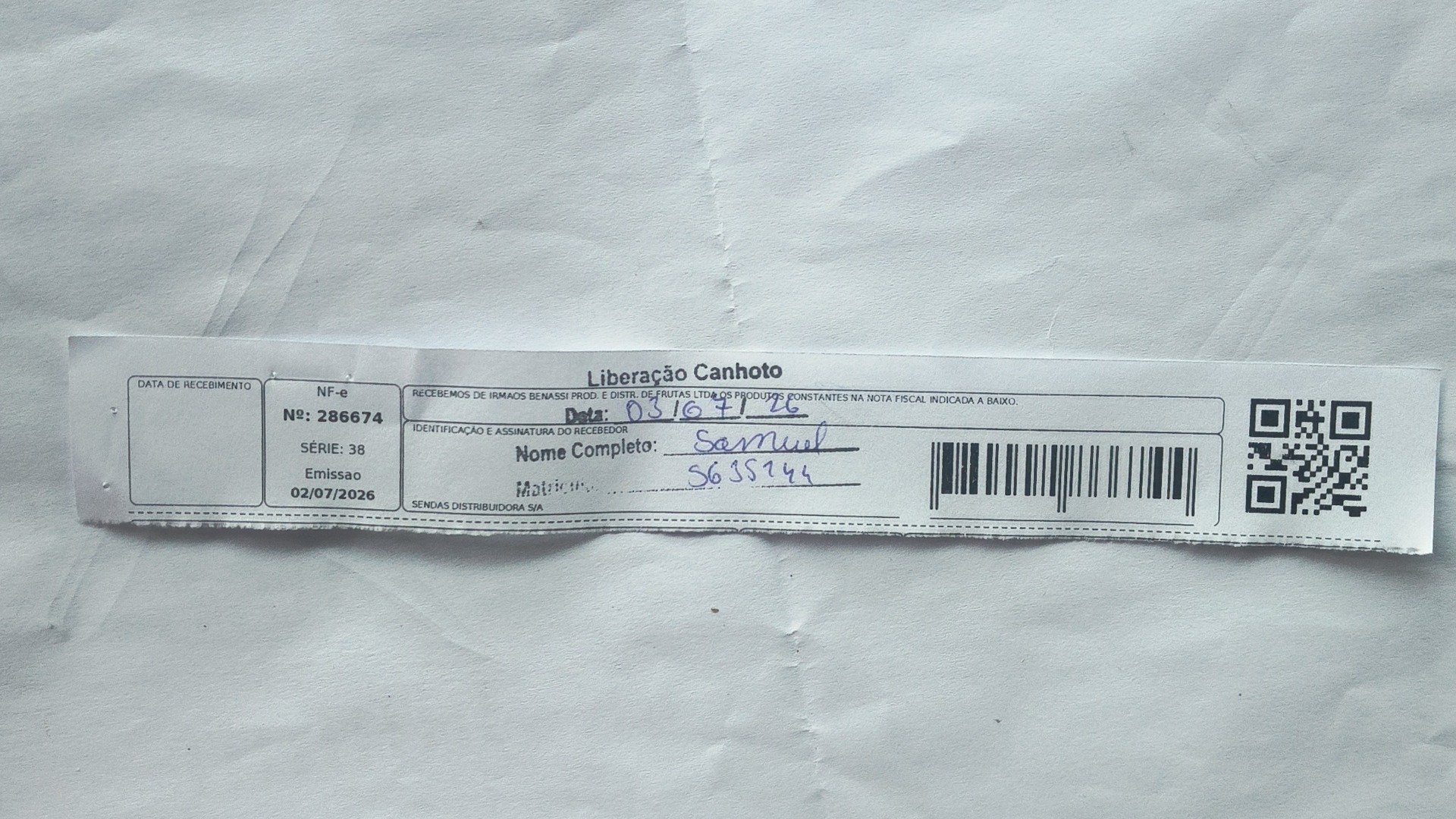 Canhoto 161899493