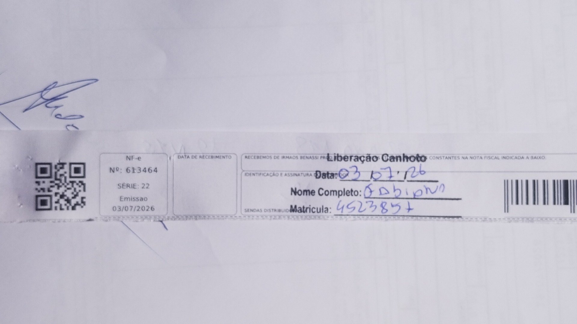 Canhoto 161914493