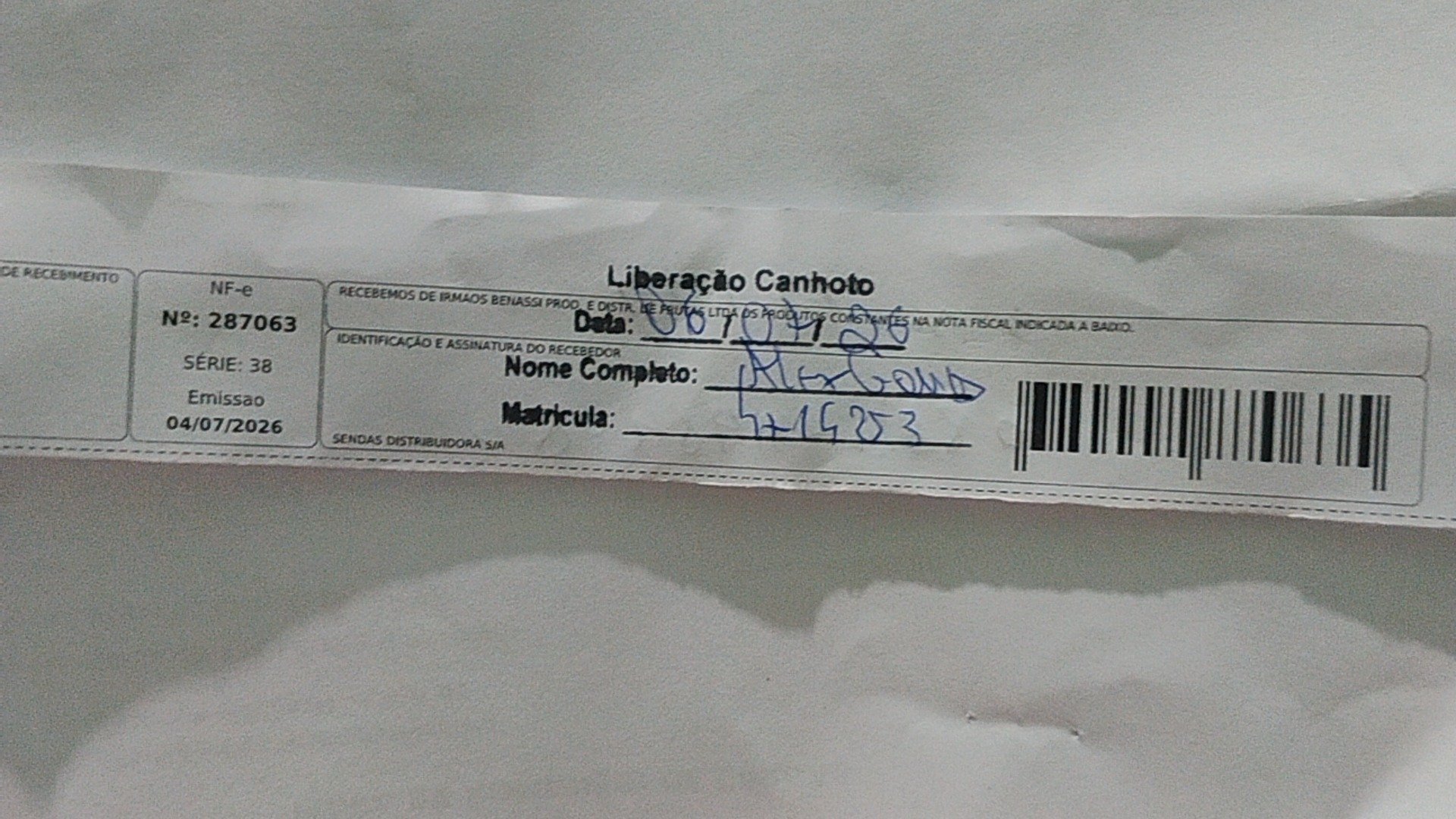 Canhoto 162315793