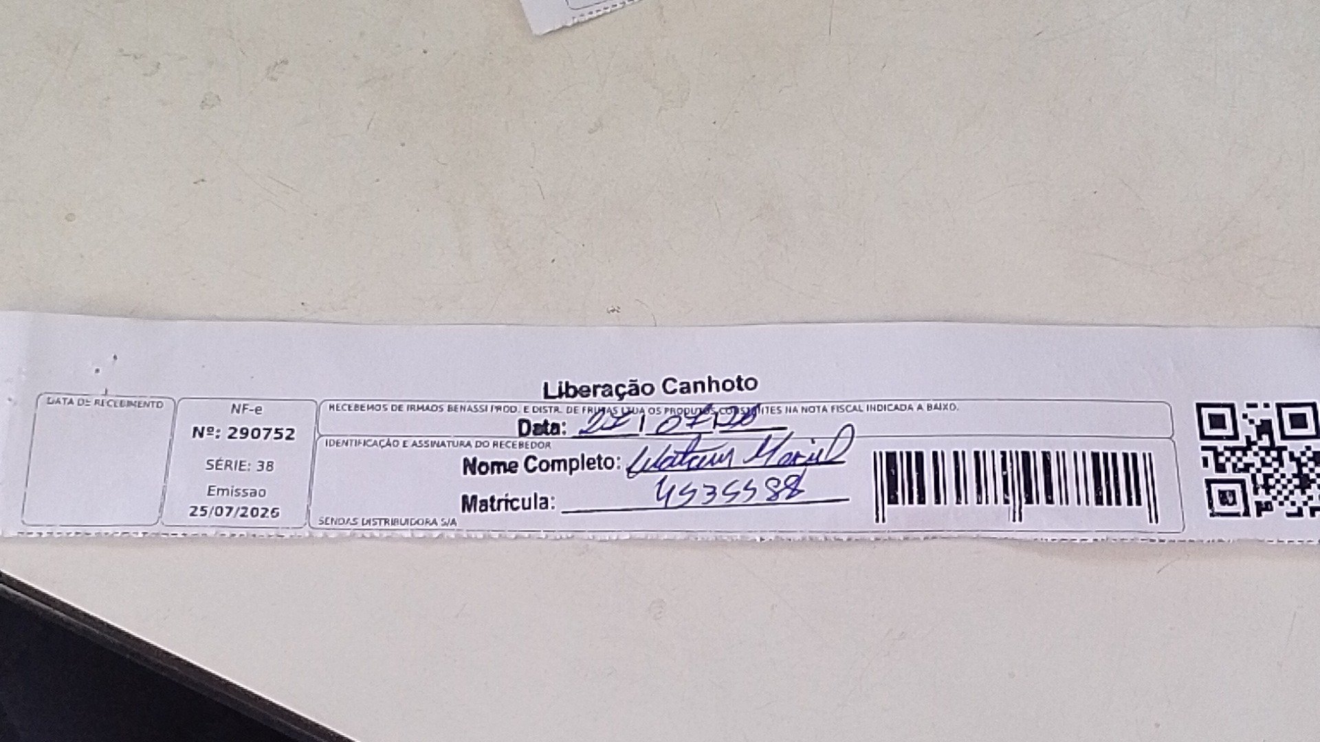 Canhoto 165996493