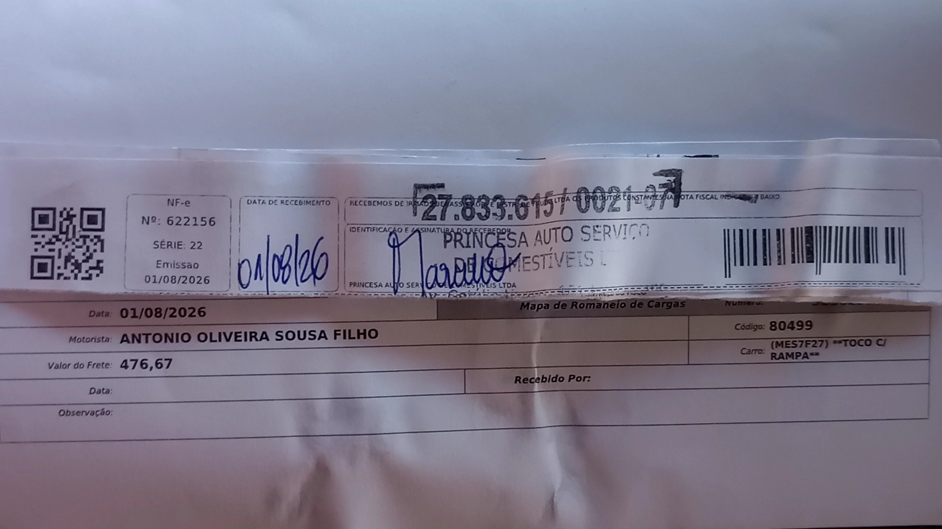 Canhoto 167000093