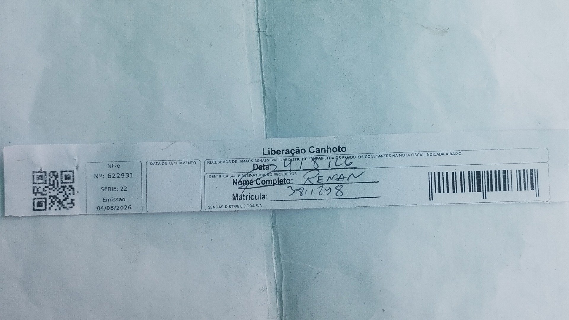 Canhoto 167429393