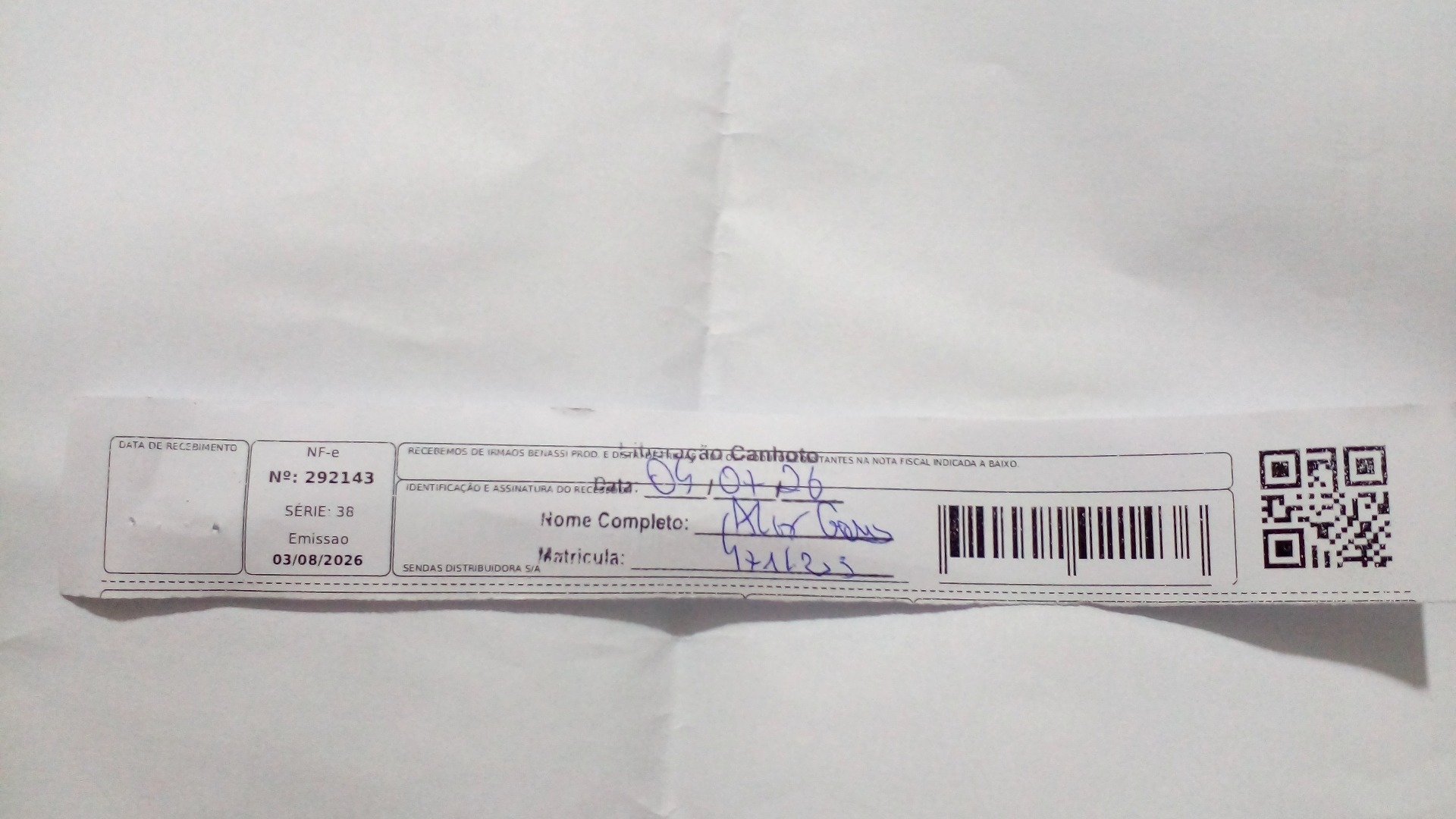 Canhoto 167392493
