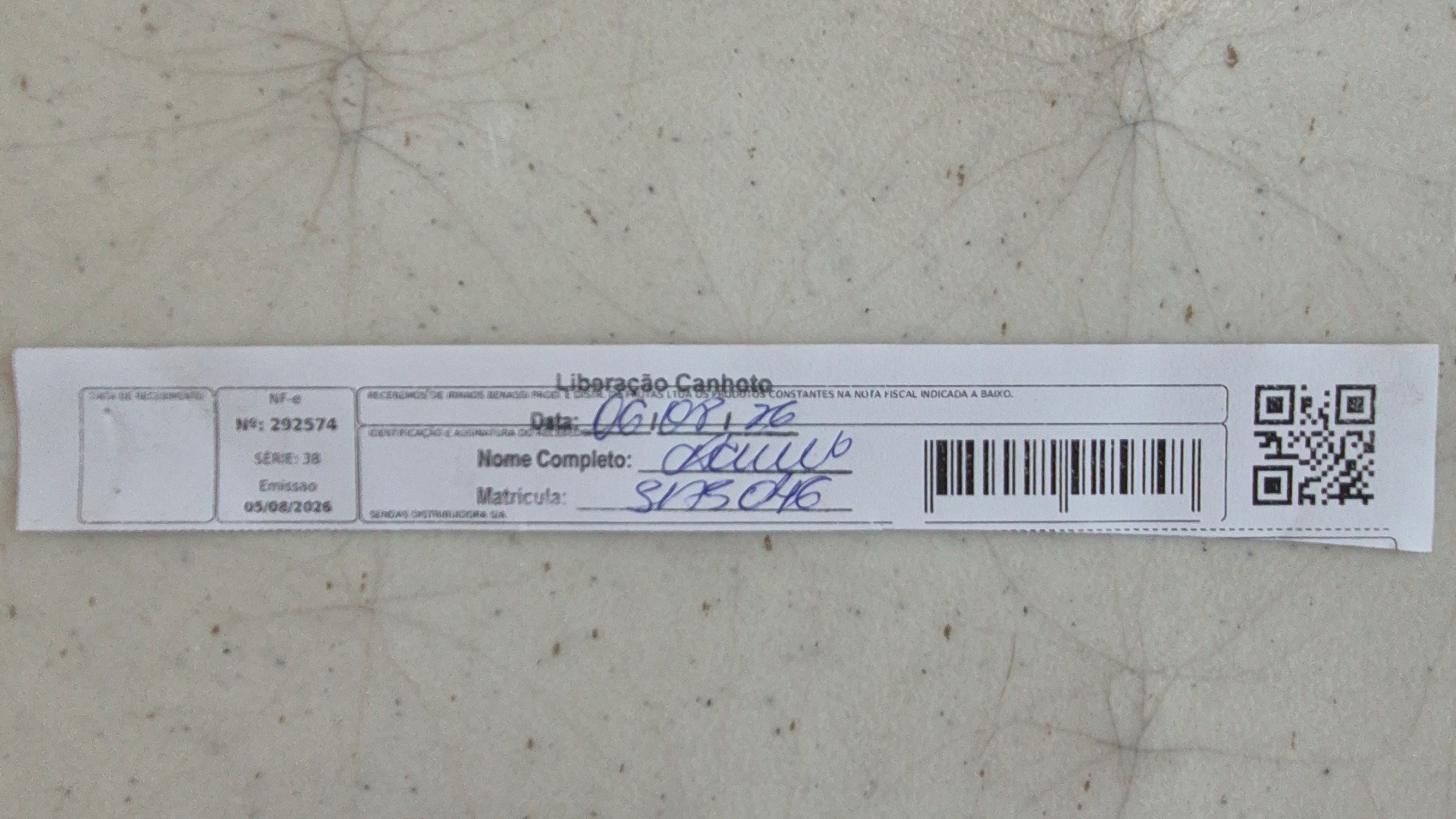 Canhoto 167784493
