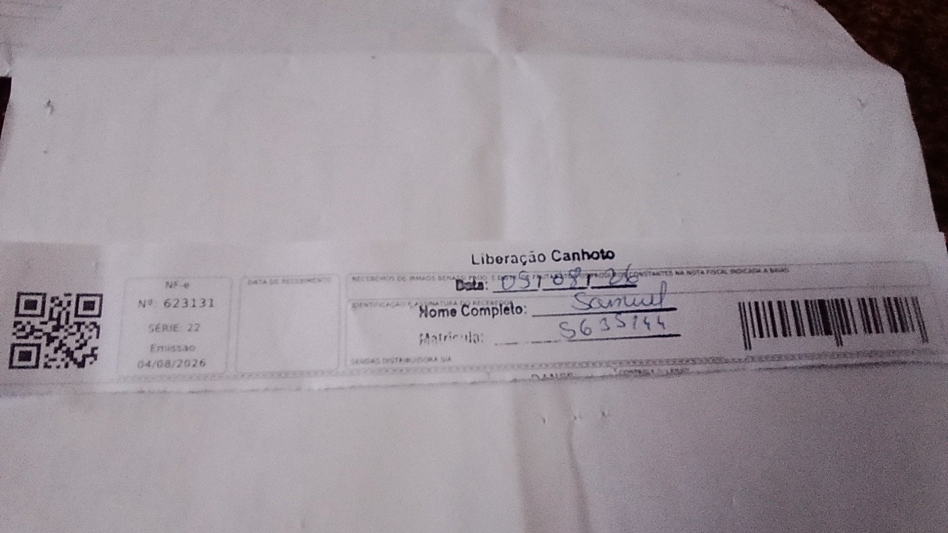 Canhoto 167606593