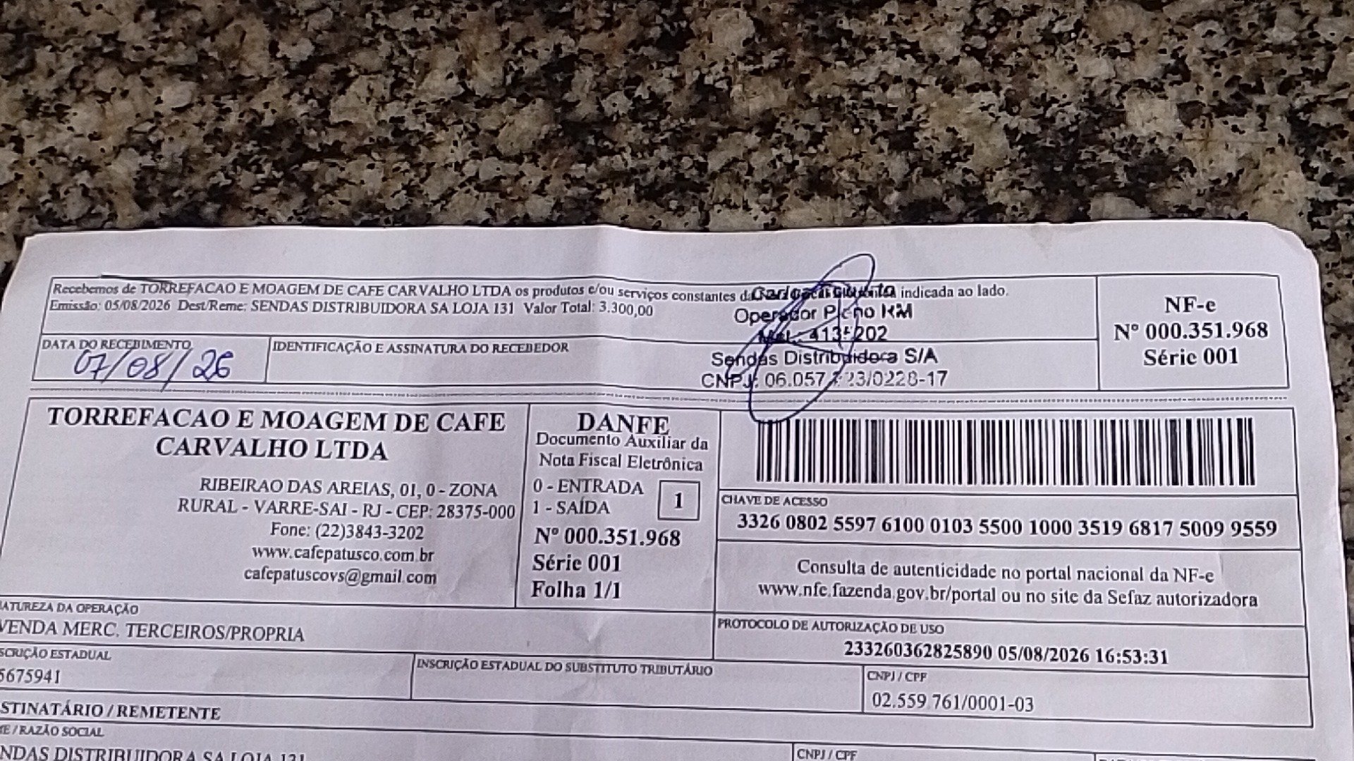 Canhoto 168016693