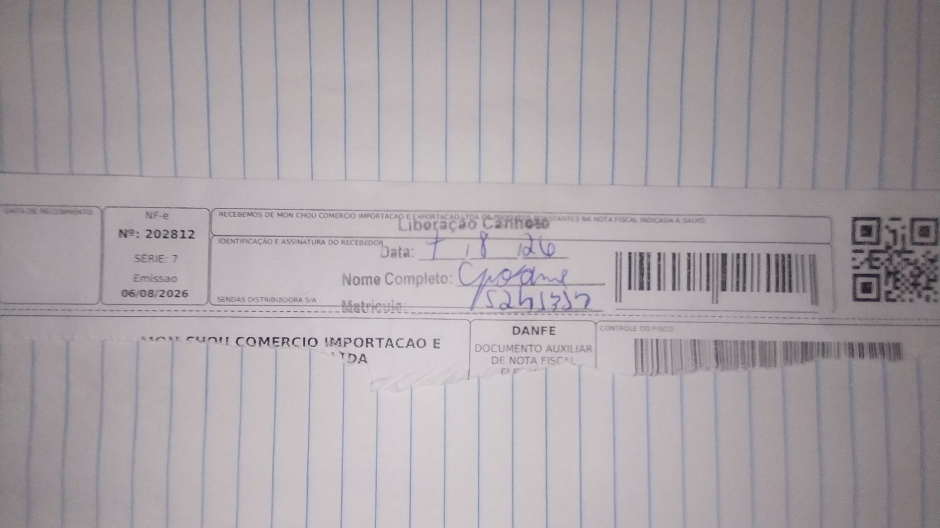 Canhoto 168048893