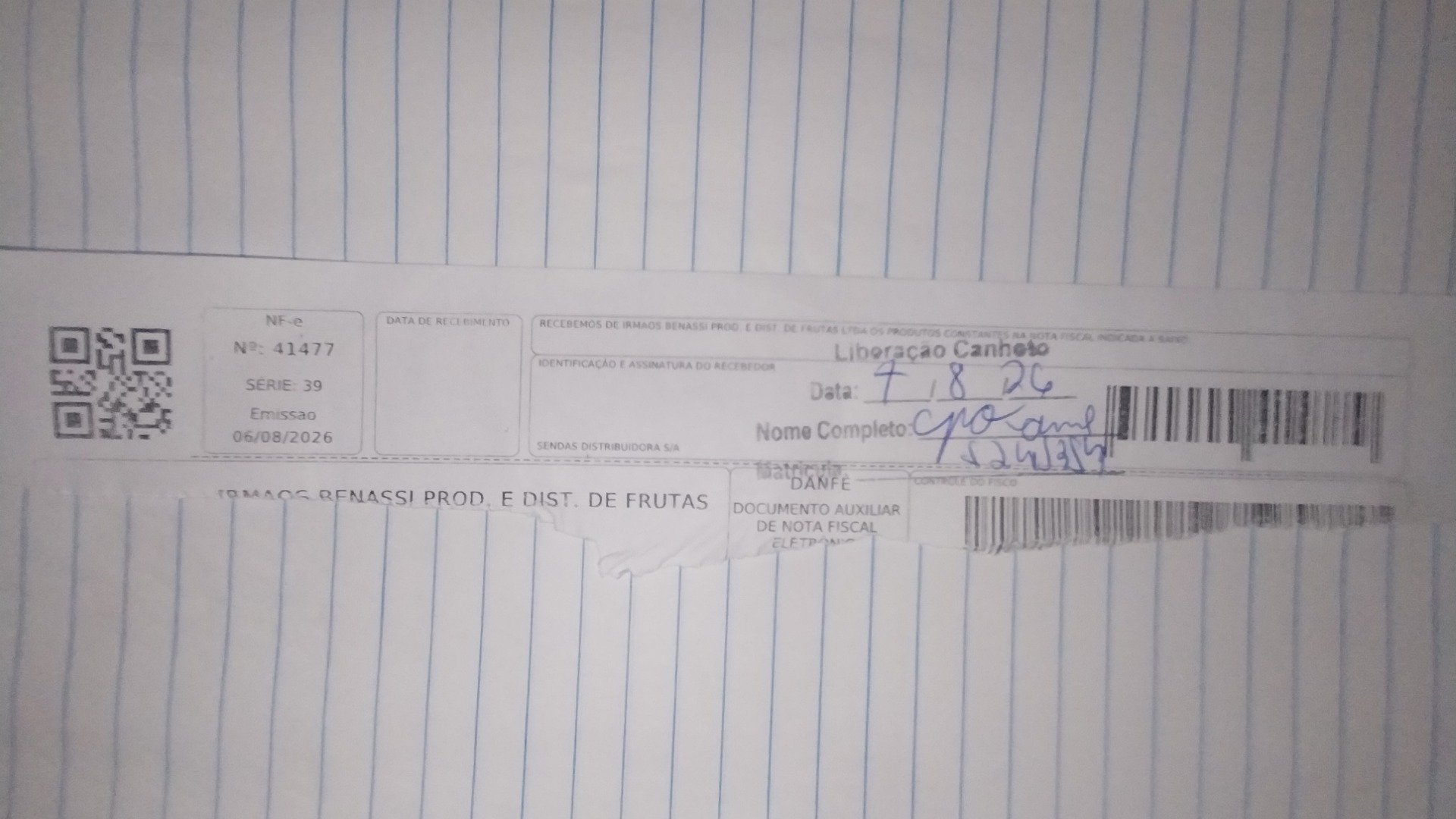 Canhoto 168048993
