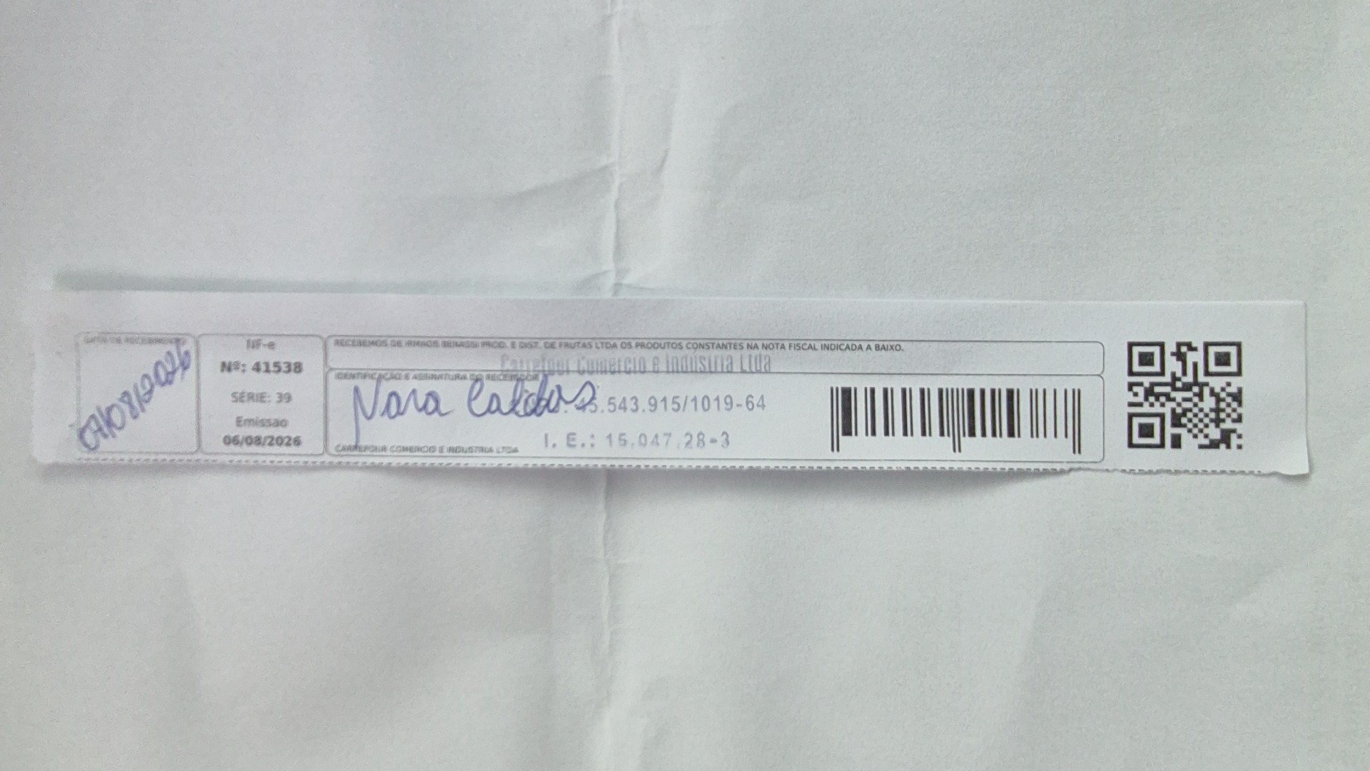 Canhoto 168015993