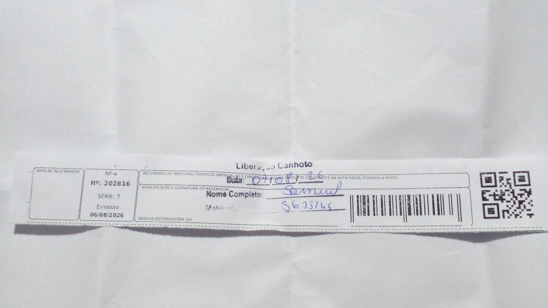 Canhoto 168039493