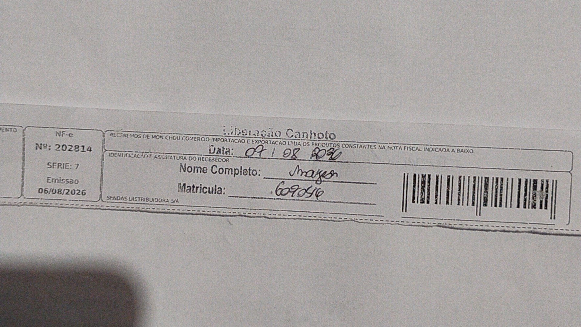 Canhoto 168038093