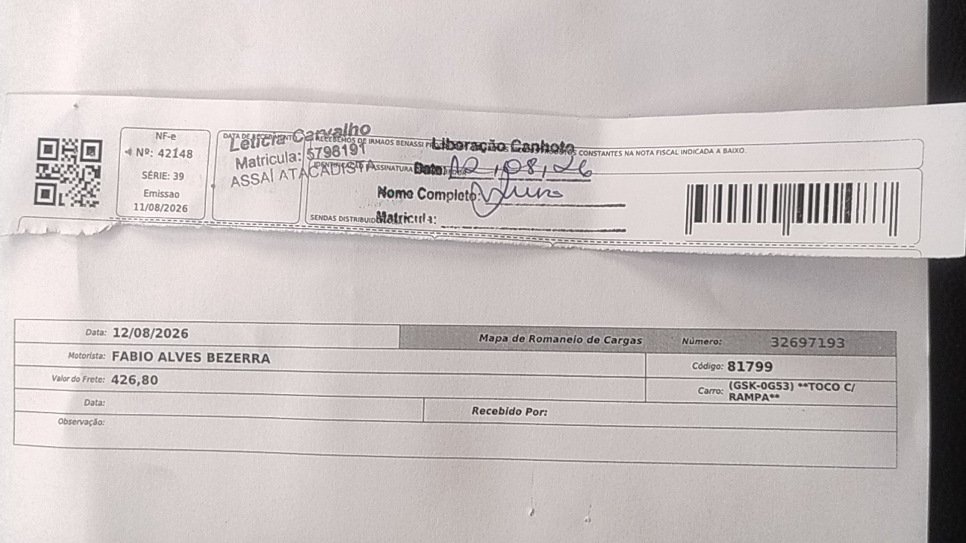 Canhoto 168935493