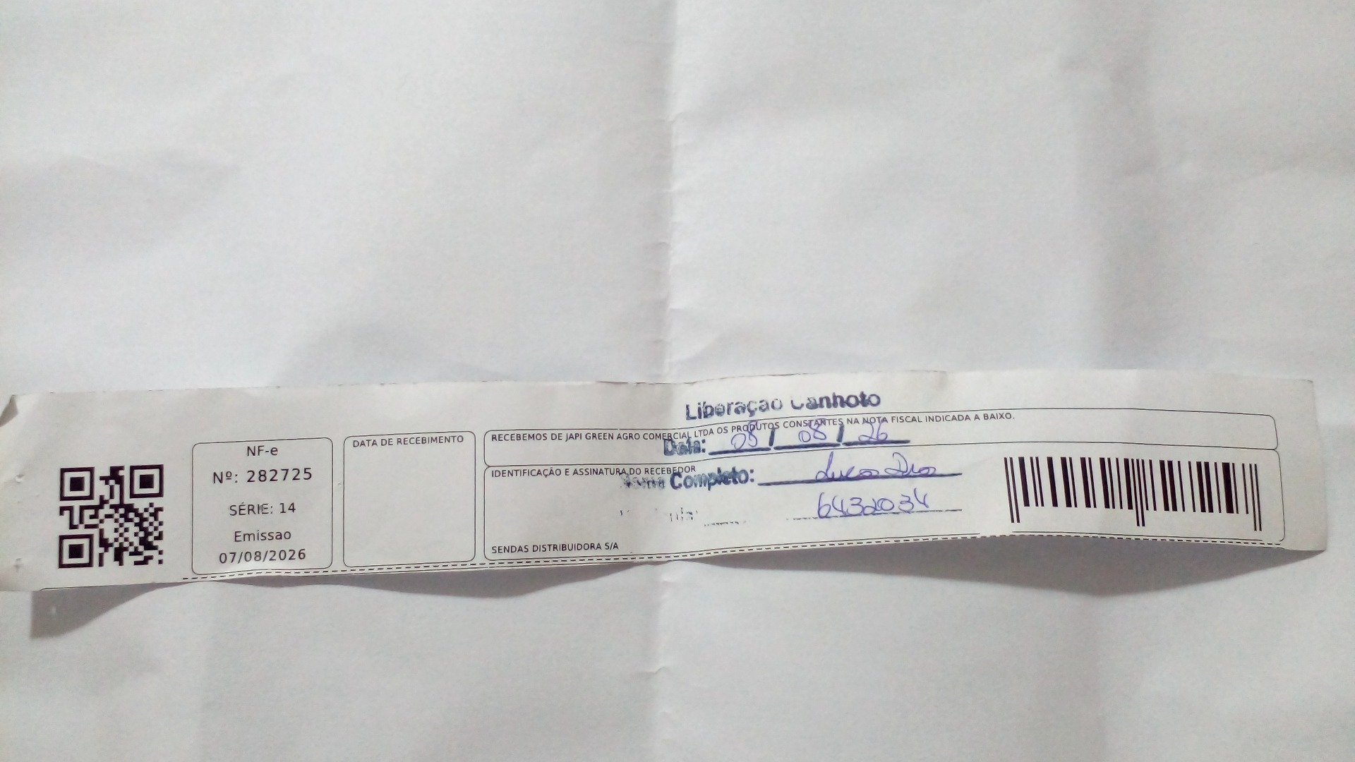 Canhoto 168270993